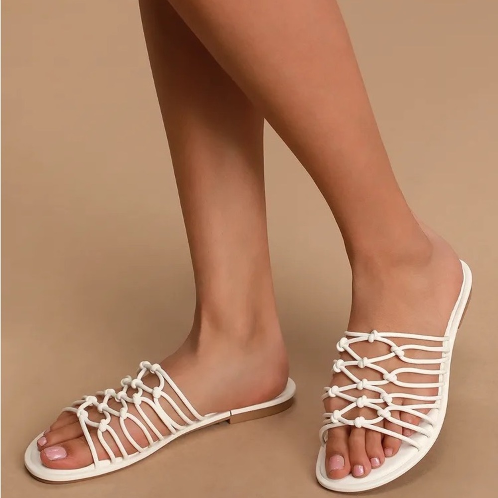 Seychelles Authentic White Strappy Slide Sandals / Mykonos sandal